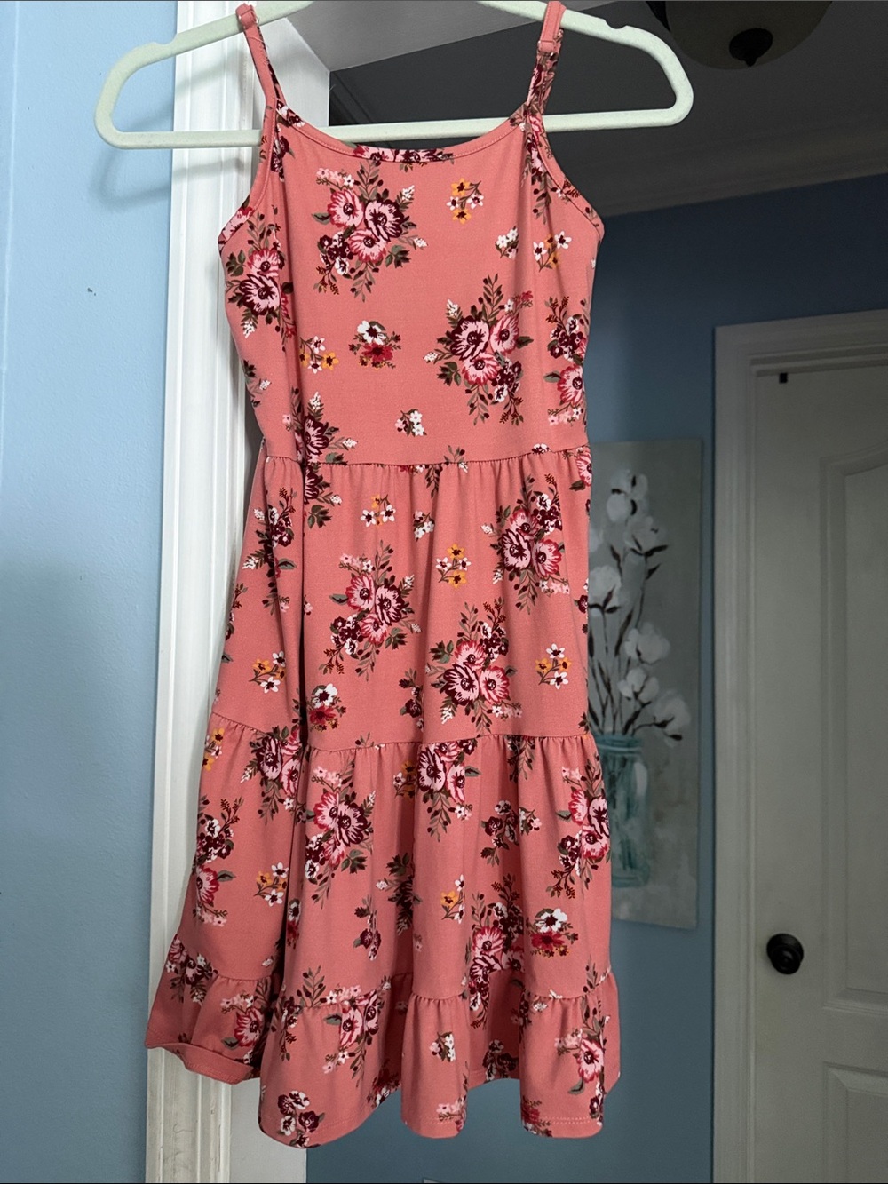 Knitworks Pink Floral Tiered Dress with Olive Vest - Picture 2 of 3